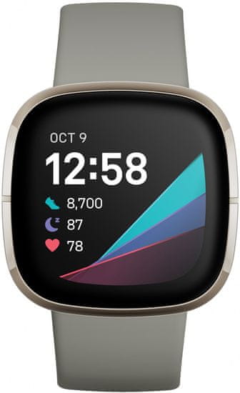 Fitbit Sense, Sage Grey/Silver Stainless Steel | MALL.CZ