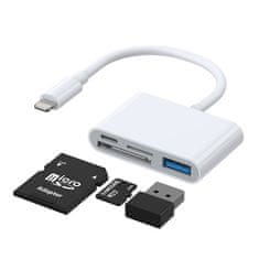 Joyroom S-H142 čtečka karet SD / TF / USB OTG / Lightning, bíla