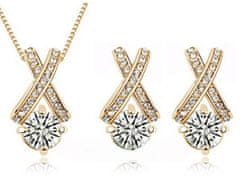 Lovrin Sada šperků náušnice a náhrdelník se zirkony barva bílého zlata
