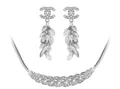 Lovrin Originální souprava šperků ve tvaru loga chanel s bílými zirkony barva bílého zlata