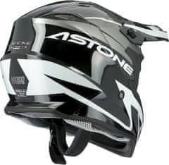 ASTONE Moto přilba MX800 RACERS šedo/bílá + 2 ks brýle ARNETTE zdarma XS