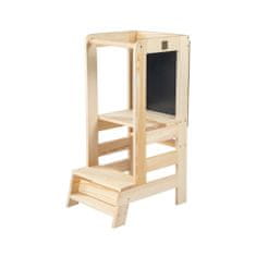 MeowBaby® Učební věž pro děti Dětská stolička s jednou deskou Dětská stolička Dřevěná učební židle Montessori Kuchyňský pomocník Přírodní dřevěná učební věž