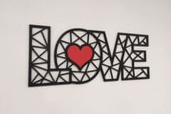 MAJA DESIGN Dřevěný obraz LOVE - černý s červeným srdcem