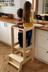 MeowBaby® Montessori učební věž z přírodního dřeva Kuchyňský pomocník pro malá batolata Vyrobeno v EU Transparentní