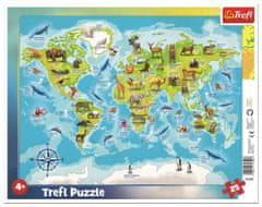 Trefl Puzzle Mapa světa se zvířátky 25 dílků