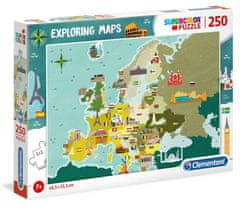 Clementoni Puzzle Prozkoumej mapu: Evropské země 250 dílků