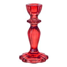 MojeParty Svícen skleněný luxusní 16 cm červený