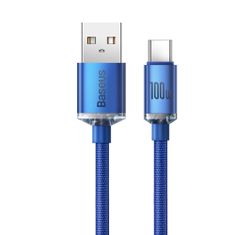 BASEUS Crystal Shine kabel USB / USB-C 5A 100W 2m, modrý