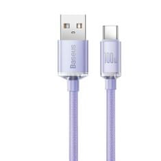 BASEUS Crystal Shine kabel USB / USB-C 5A 100W 1.2m, fialový