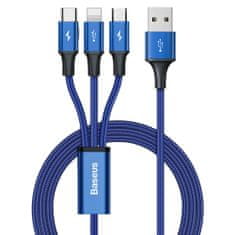 BASEUS Rapid 3in1 kabel USB - USB-C / Lightning / micro USB 3.5A 1.2m, modrý