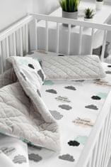 Sensillo povlečení bavlněné deluxe na dětskou matraci 120x60, barevná oblaka - bílá