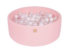 MeowBaby® Kuličkový bazén 90X30cm/200 kuliček 7Compour Hračky pro batolata z kulaté pěny Vyrobeno v EU Světle růžová: bílá/průhledná/perleťově bílá