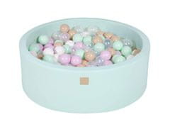 MeowBaby® Kuličkový bazén 90X30cm/200 kuliček 7Compour Hračky pro batolata z kulaté pěny Vyrobeno v EU Mint: Pastelově růžová/Transparentní/Béžová/Bílá/Mátová