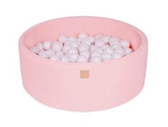 MeowBaby® Kuličkový bazén 90X30cm/200 kuliček 7Compour Hračky pro batolata z kulaté pěny Vyrobeno v EU Světle růžová: celá bílá