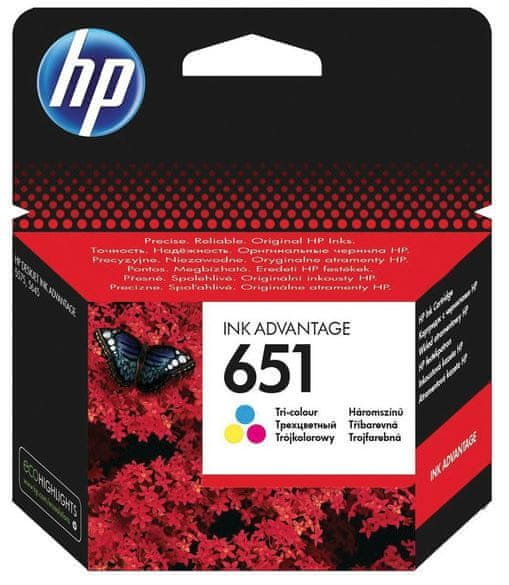 HP 651 tříbarevná - originální náplň (C2P11AE)
