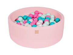 MeowBaby® Kuličkový bazén 90X30cm/200 kuliček 7Compour Hračky pro batolata z kulaté pěny Vyrobeno v EU Světle růžová: bílá perleťová/tyrkysová/světle růžová/mátová