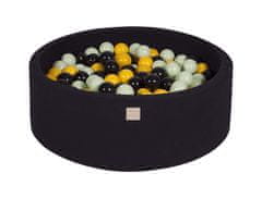 MeowBaby® Kuličkový bazén 90X30cm/200 kuliček 7Compour Hračky pro batolata z kulaté pěny Vyrobeno v EU Černá: Černá/žlutá/světle zelená
