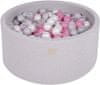 MeowBaby® Kuličkový bazén 90X40cm/300 kuliček 7 Compour Hračky pro batolata z kulaté pěny Vyrobeno v EU Světle šedá: transparentní/pastelově růžová/perleťově bílá/šedá