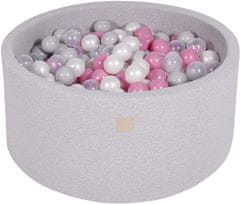 MeowBaby® Kuličkový bazén 90X40cm/300 kuliček 7Compour Hračky pro batolata z pěny Kulatá hračka Vyrobeno v EU Světle šedá: čirá/světle růžová/bílá perleťová/šedá