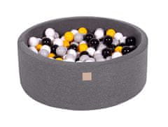 MeowBaby® Kuličkový bazén 90X30cm/200 kuliček 7Compour Hračky pro batolata z kulaté pěny Vyrobeno v EU Tmavě šedá: šedá/bílá/černá/žlutá