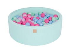MeowBaby® Kuličkový bazén 90X30cm/200 kuliček 7Compour Hračky pro batolata z kulaté pěny Vyrobeno v EU Máta: máta/baby blue/světle růžová/pastelově růžová