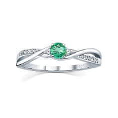 Silvego Stříbrný prsten s pravým přírodním smaragdem JJJR1100ER (Obvod 60 mm)