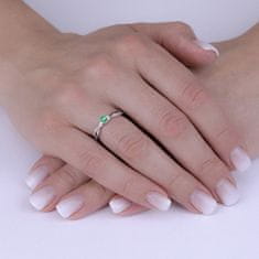Silvego Stříbrný prsten s pravým přírodním smaragdem JJJR1100ER (Obvod 60 mm)