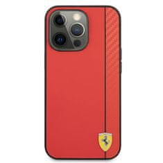 Ferrari FESAXHCP13LRE hard silikonové pouzdro iPhone 13 / 13 Pro 6.1" red On Track Carbon Stripe