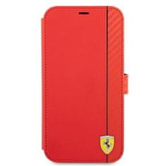 Ferrari FESAXFLBKP13XRE knížkové pouzdro iPhone 13 Pro MAX 6.7" red On Track Carbon Stripe