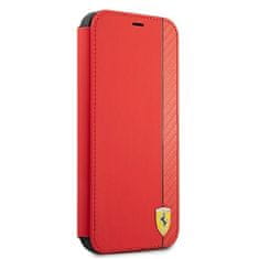 Ferrari FESAXFLBKP13XRE knížkové pouzdro iPhone 13 Pro MAX 6.7" red On Track Carbon Stripe