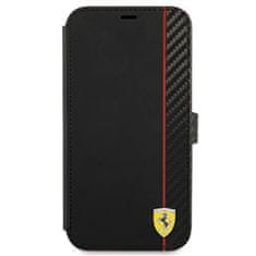 Ferrari FESAXFLBKP13SBK knížkové pouzdro iPhone 13 Mini 5.4" black On Track Carbon Stripe