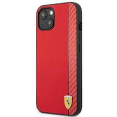 Ferrari FESAXHCP13MRE hard silikonové pouzdro iPhone 13 6.1" red On Track Carbon Stripe