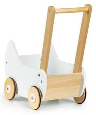 EcoToys Dřevěný vozík pro panenky bílý