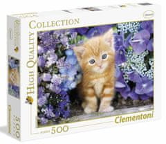 Clementoni Puzzle Zrzavé kotě v květinách 500 dílků