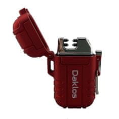 Daklos Plazmový nabíjecí voděodolný větruodolný zapalovač v dárkové krabičce - červený / záchranářský
