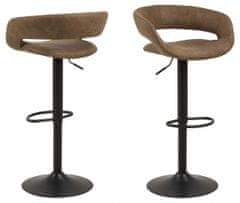 Design Scandinavia Barové židle Grace (SET 2ks), tkanina, světle hnědá
