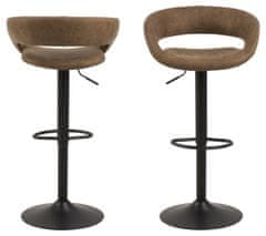 Design Scandinavia Barové židle Grace (SET 2ks), tkanina, světle hnědá