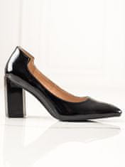 Amiatex Krásné lodičky dámské černé na širokém podpatku + Ponožky Gatta Calzino Strech, černé, 36