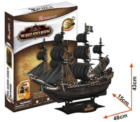CubicFun 3D puzzle Pirátská loď Queen Anne´s Revenge 155 dílků