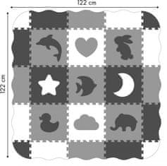 EcoToys Pěnové puzzle Zvířata a tvary černá-bílá SX s okraji