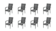 IWHOME Ratanová židle MADRID antracit IWH-1010002 sada 8ks