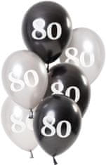 TWM Lesklé balónky 80 let staré 23 cm latex černá / stříbrná 6 ks