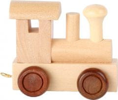 TWM Béžová dřevěná lokomotiva 6 x 3,5 x 5,5 cm