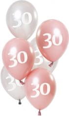 TWM Lesklé balónky 30 let staré 23 cm latexové růžové / stříbrné 6 ks