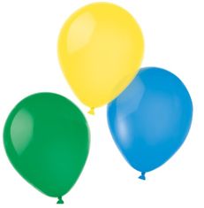 TWM balónky 25,4 cm žlutý / modrý / zelený latex 8 ks