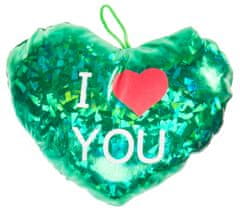 TWM roztomilé srdce I love you metalické 16 cm zelené