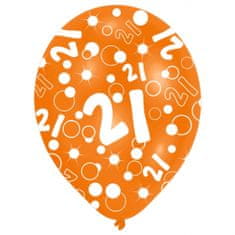 TWM párty balón 21 latex oranžový bílý 27,5 cm 6 ks