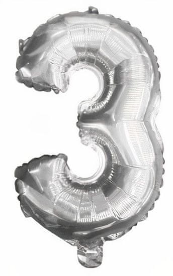 TWM číslo fólie balónku "3" 39 cm stříbrná