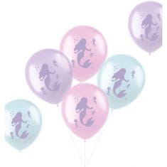 TWM Mořská panna Pastelové balónky 33 cm Latex Pink 6 ks