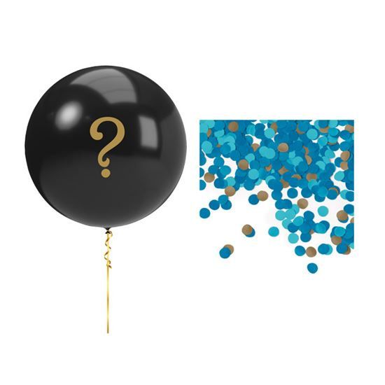 TWM Sada balónků Gender Reveal Modrá fólie černá / modrá